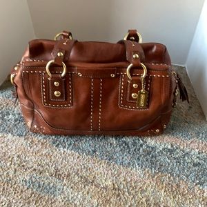 COPY - Coach Hamptons Andrea Limited Edition Cognac Brown Leather Satchel 71%